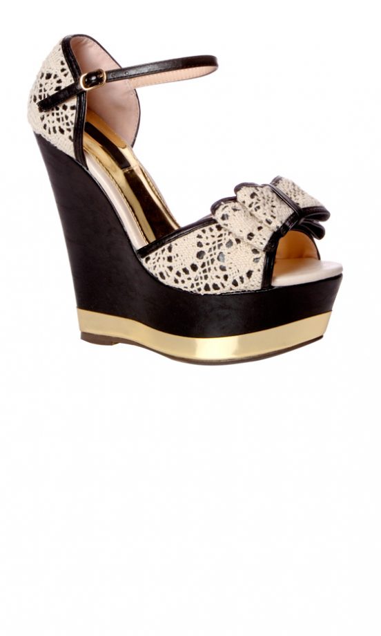 Boohoo Black Crochet Bow Wedges, £35