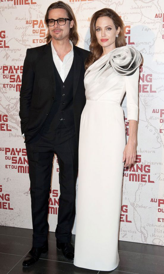 Angelina Jolie & Brad Pitt At the French Premiere Of In the Land of Blood and Honey, 2012
