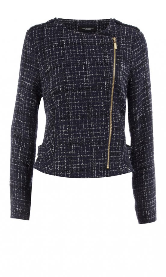 Dorothy Perkins Navy Boucle Biker Jacket, £49