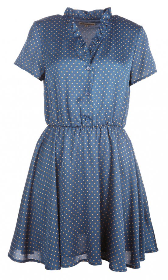 Fashion Union SS12 Blue Silky Polka Dot Dress