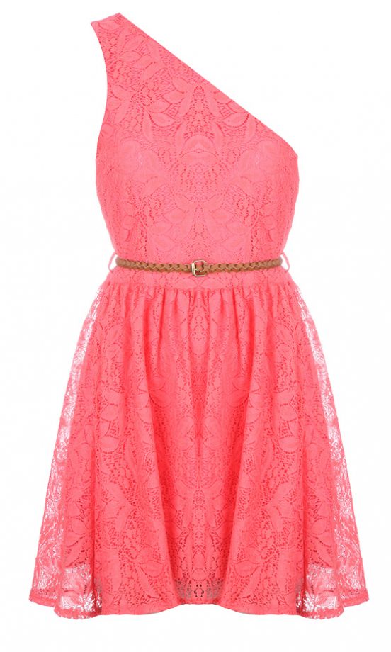 Missguided SS12 One Shoulder Coral Lace Dress