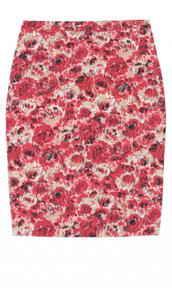 Jigsaw Rose Print Pencil Skirt, £98