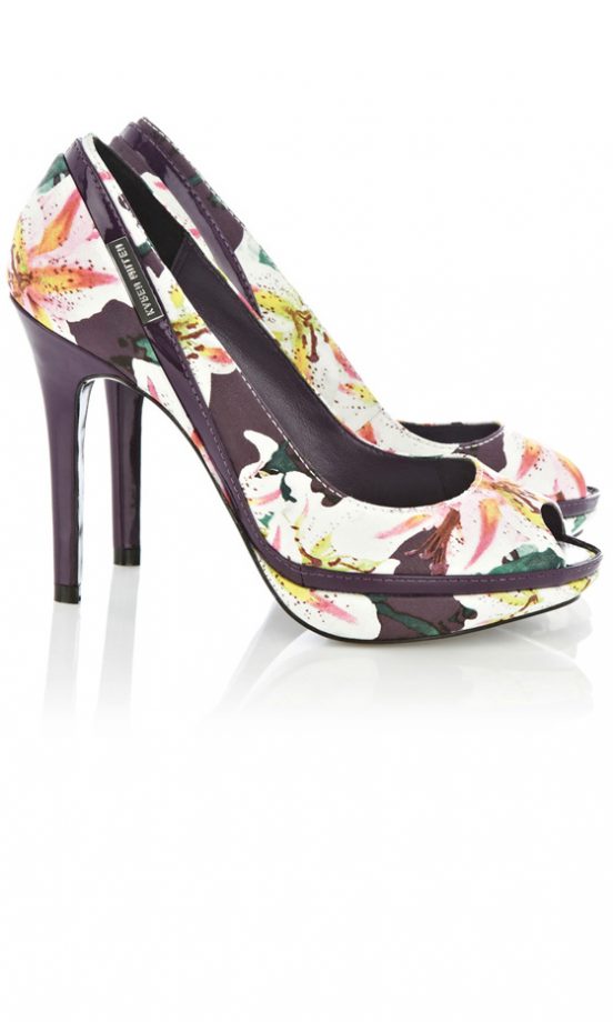 Karen Millen Tropical Lily Print Peep Toe, £125