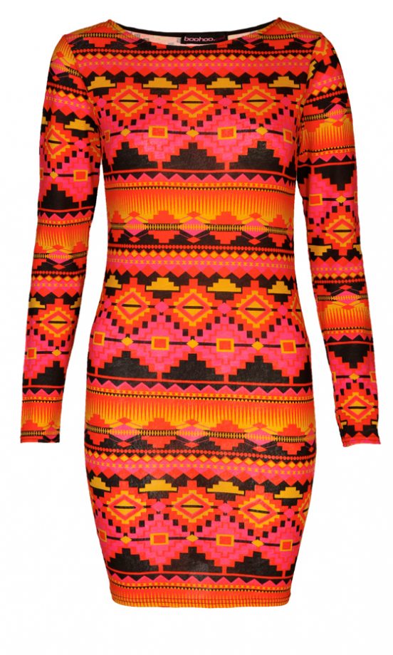 Boohoo SS12 Orange Tribal Dress