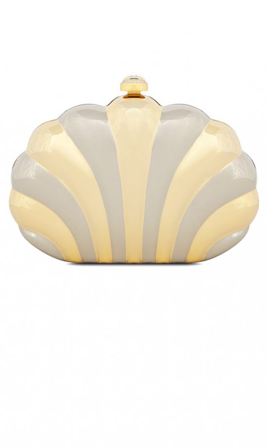 Reiss Hard Case Clutch Gold, £110