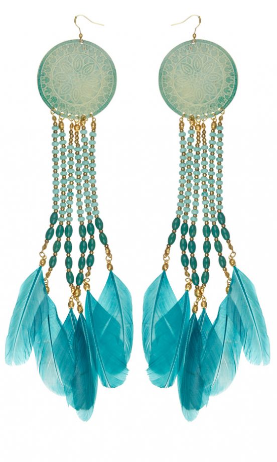 River Island SS12 Blue Feather Earrings