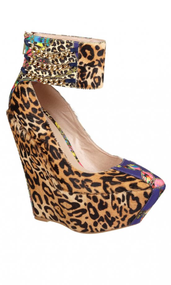 River Island SS12 Leopard Print Wedges With Ankle Strap