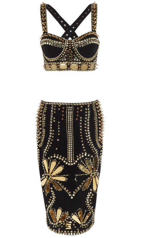 River Island SS12 Studded Skirt And Crop Top