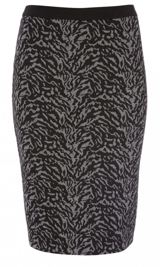 Wallis Grey Animal Ponte Pencil Skirt, £35