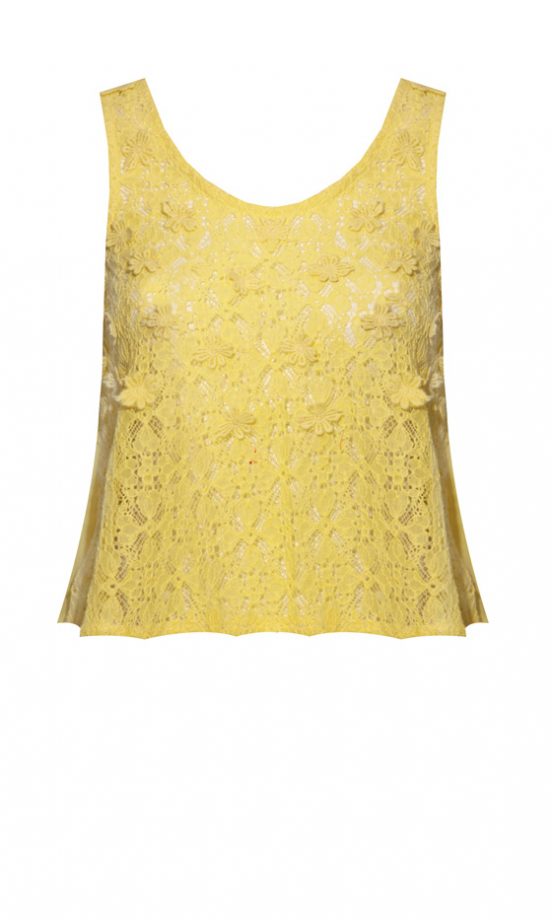 Owntherunway SS12 Yellow 3D Floral Cropped Top