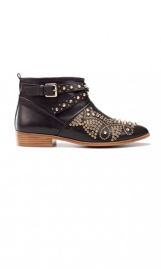 Zara SS12 Black Gold Studded Boots