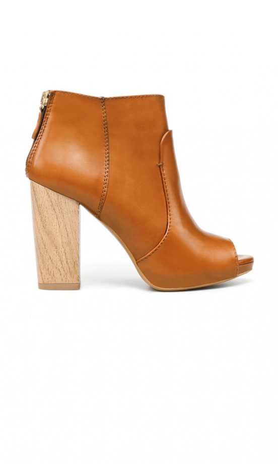 Zara SS12 Brown Leather Peep Toe Boots