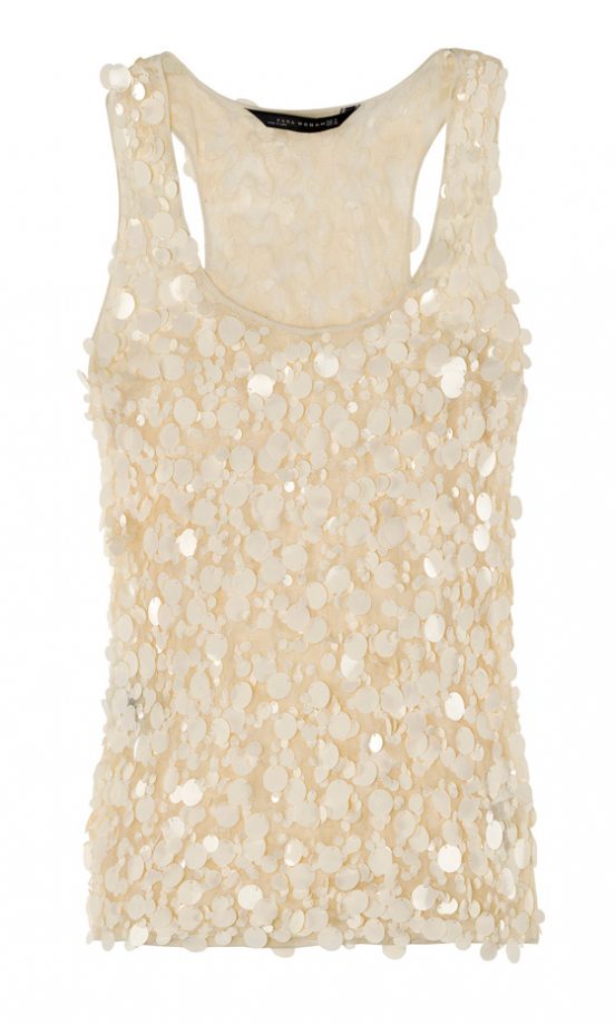 Zara SS12 Cream Embellished Top