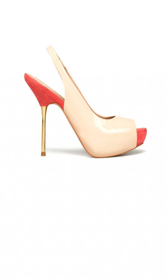Zara SS12 Cream Patent And Orange Heels