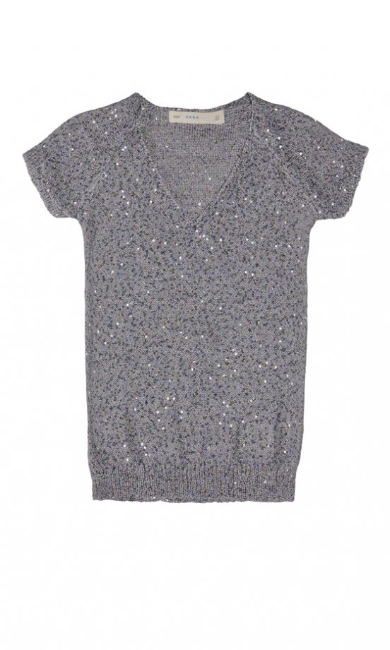 Zara SS12 Grey Sequin Top