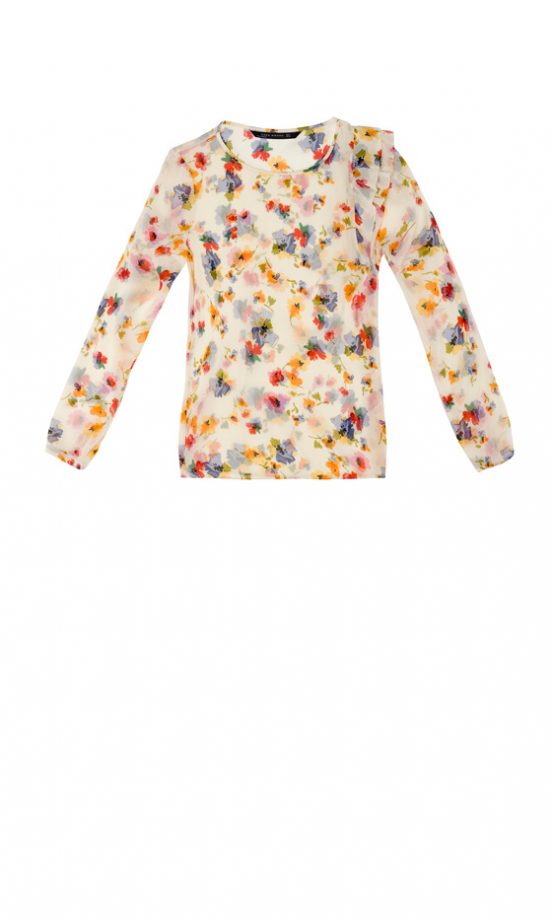 Zara SS12 Long Sleeved Floral Top