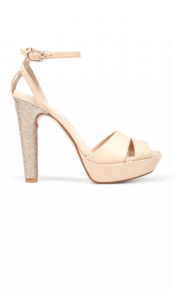 Zara SS12 Nude Shoes With Glitter Heel