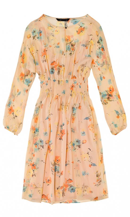 Zara SS12 Peach Flower Detail Dress