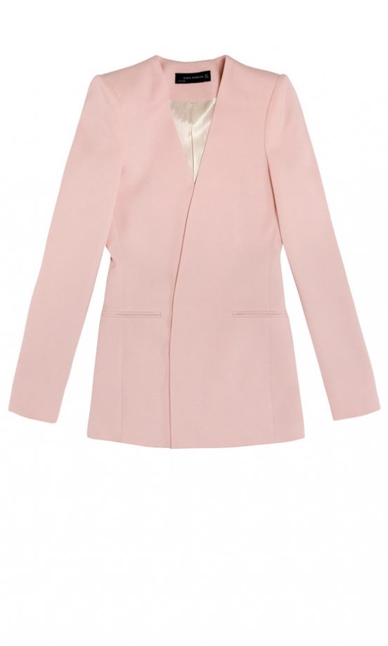 Zara SS12 Pink Collarless Blazer