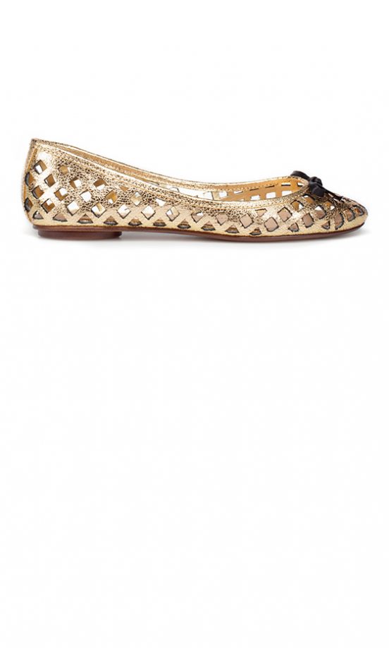 Zara SS12 Pretty Gold Pumps With Black Bow