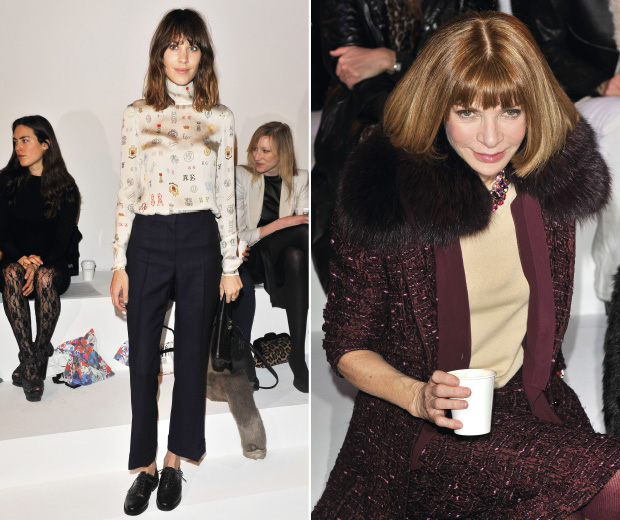 Alexa Chung and Anna Wintour in the front row at Mary Katrantzou's AW12 show