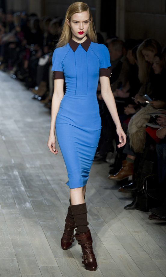 A Model Storms Victoria Beckham's Catwalk At New York Fashion Week AW12