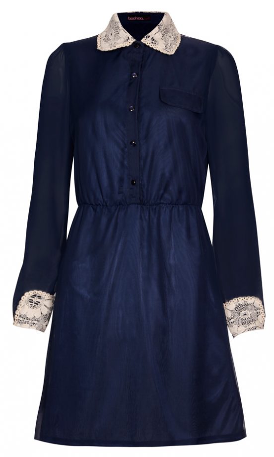 Boohoo Navy Chiffon Dress, £25
