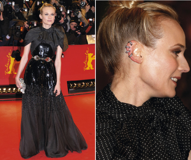Diane Kruger wearing Giambattista Valli Haute Couture and cuff earrings