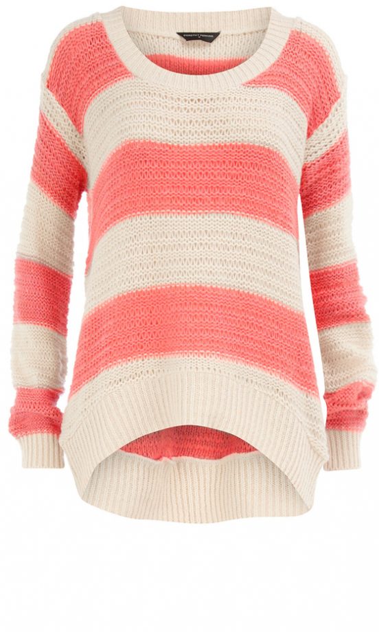Dorothy Perkins Coral Striped Stitch Jumper, £25