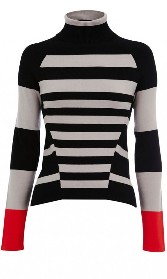 Karen Millen Mixed Stripe Knit Roll Neck Jumper, £85