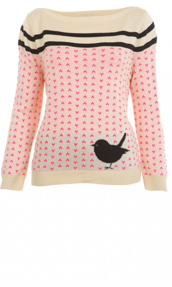 Miss Selfridge Knitted Cream Bird Jumper, £39