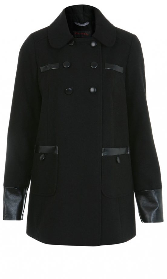 Miss Selfridge Black Pu Trim Coat, £35