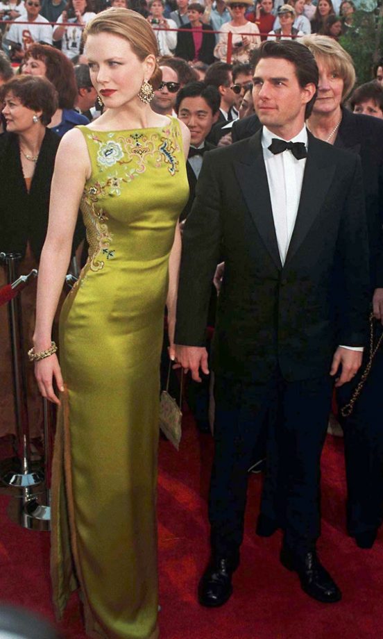 Nicole Kidman In Christian Dior With Then Husband Tom Cruise At The 1997 Oscars