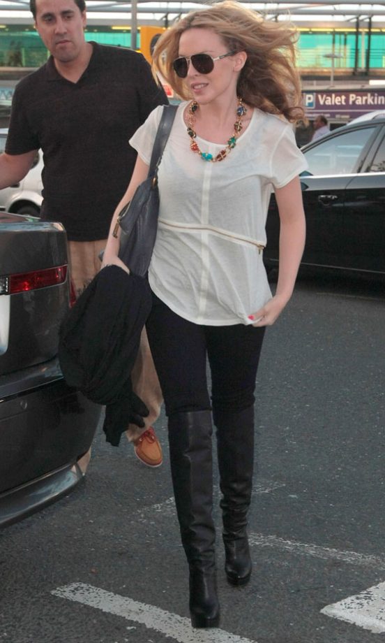 We Love Kylie Minogue's Over The Knee Boots At Heathrow Airport, July 2010
