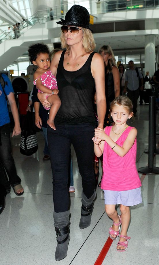 Heidi Klum With Children In Tow At JFK Airport, July 2010