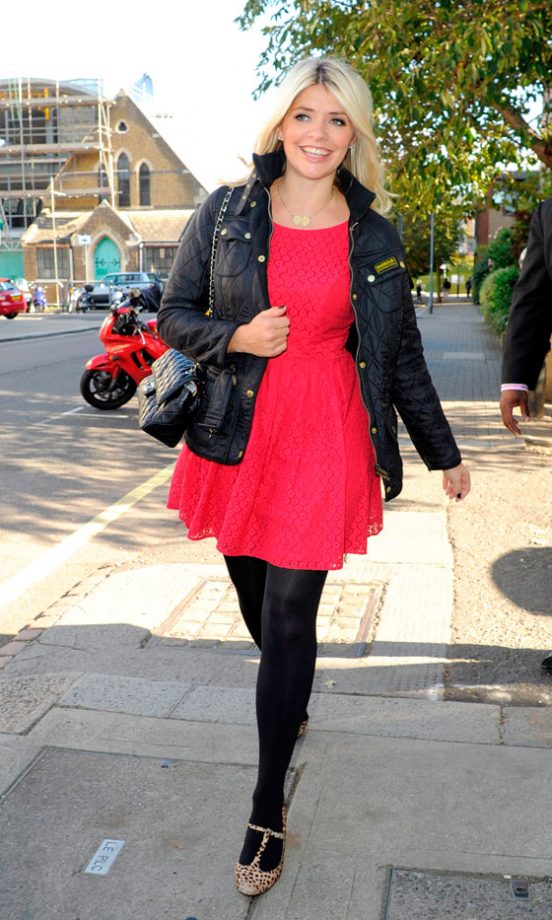 Holly Willoughby Arrives In Red For Celebrity Juice, London, 2011
