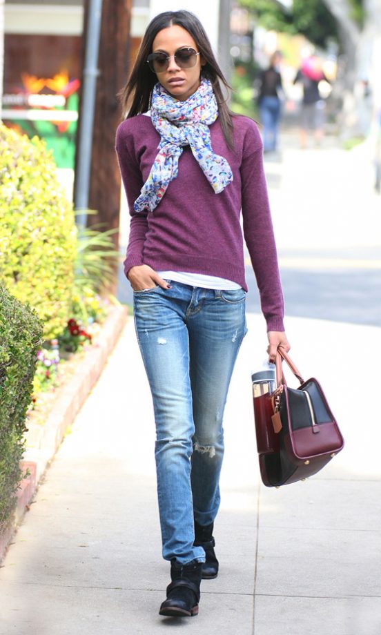 Zoe Saldana Worked A Colour Coordinated Outfit In LA, 2012