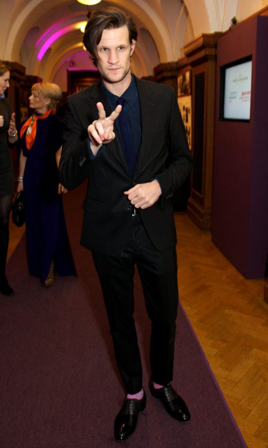 Matt Smith Rocked Bright Pink Socks At The Evening Standard British Film Awards 2012