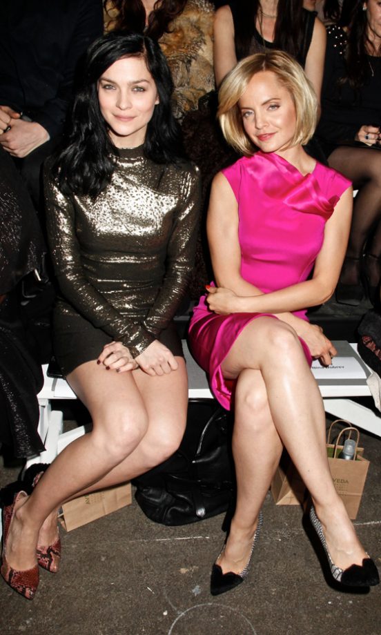 Leigh Lezark And Mena Suvari At Christian Siriano's Fashion Show AW12