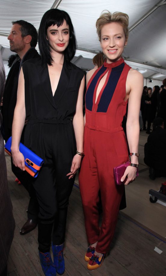 Krysten Ritter And Beth Riesgraf Backstage At Tommy Hilfiger's Fashion Show AW12