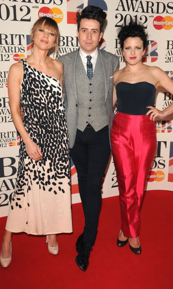 Sara Cox, Nick Grimshaw And Annie Mac At The Brit Awards 2012