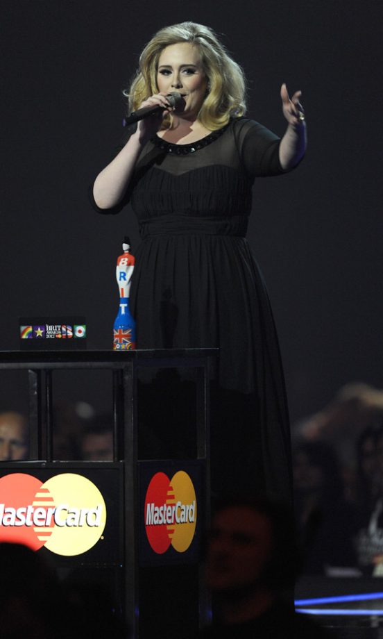 Adele On Stage At The Brit Awards 2012
