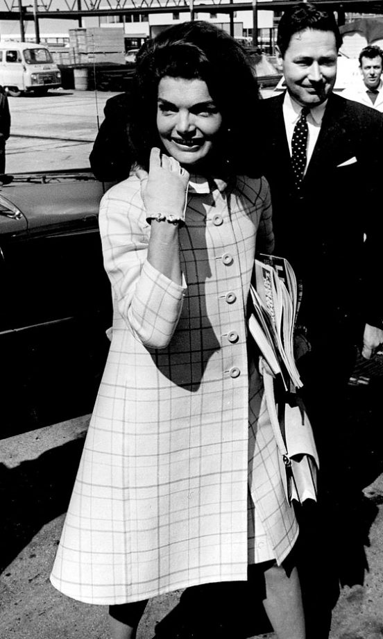 Jackie Kennedy Arrives At Heathrow Airport Looking Stylish In Gucci, April 1966