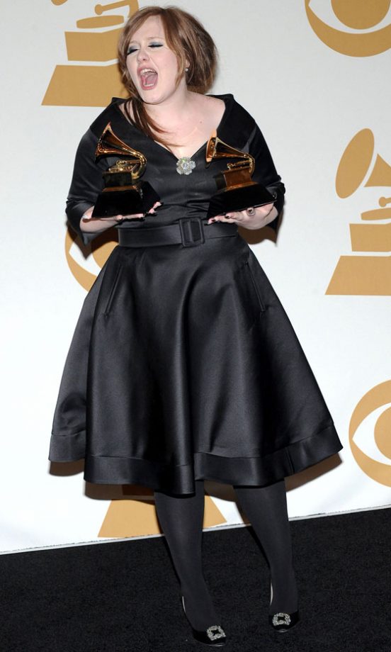 Adele Wore A 1950's Style Prom Dress To Scoop Two Grammy Awards At The Ceremony In LA. 2009