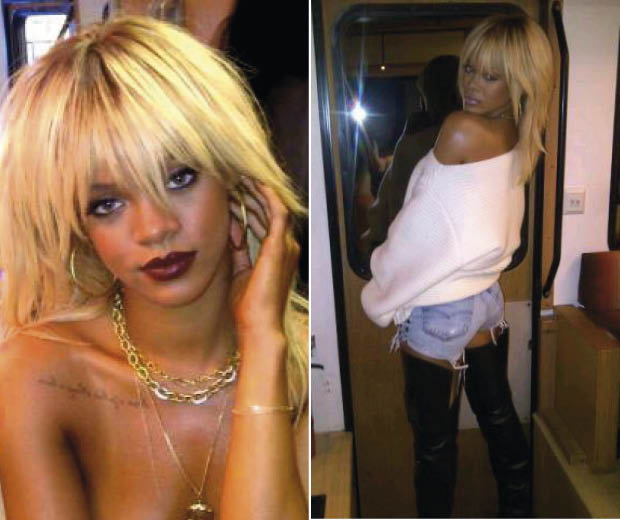 Rihanna shows off her new blonde hair colour by posting pictures on Twitter