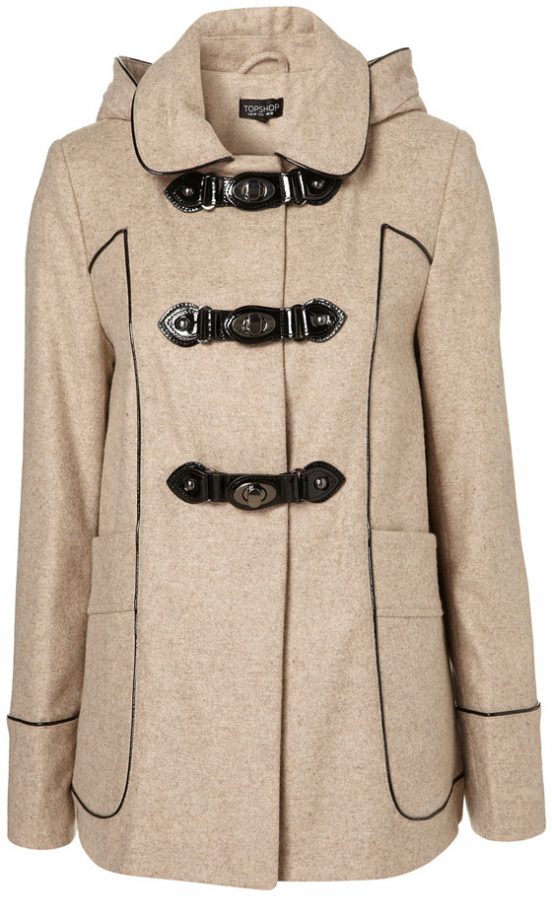 Topshop Metal Clasp Hooded Coat, £85