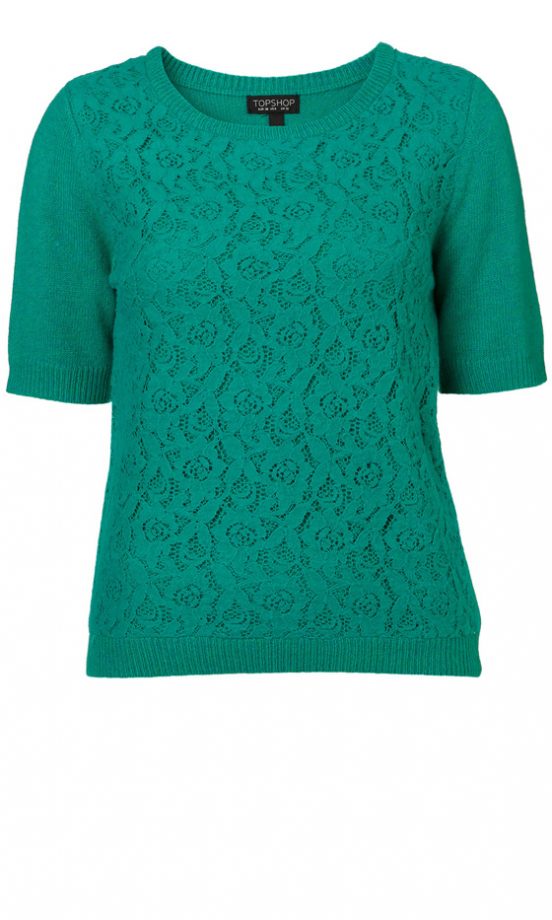 Topshop Knitted Fluffy Lace Front Jumper, £38