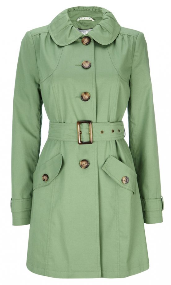 Wallis Green Ruched Collar Belted Mac, £50