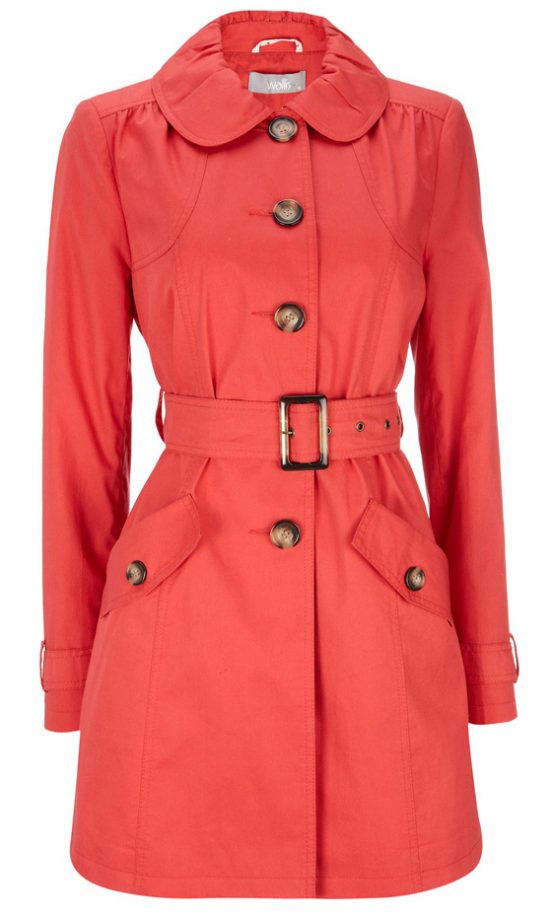 Wallis Coral Rouched Collar Mac, £50