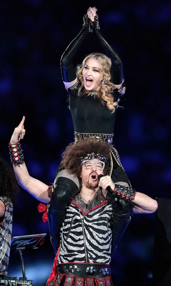 Madonna And LMFAO On Stage At The Super Bowl 2012